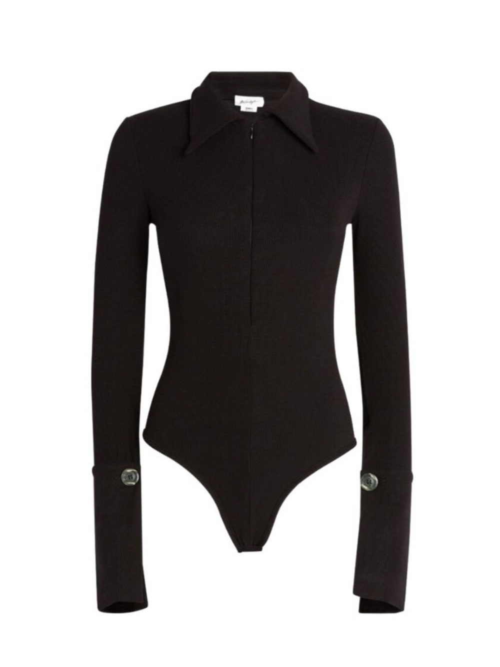 The Line by K Black Zip-Front Collared Bodysuit - Picture 5 of 8